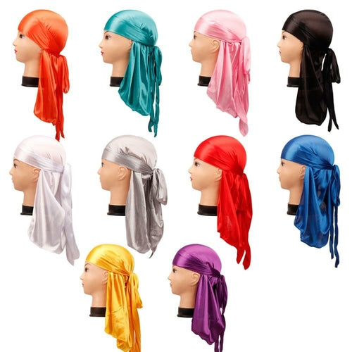 Men's Silky Durags Bandanas Turban hat Wigs Doo Men Satin Durag Biker
